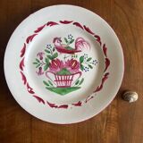 Plate with bird and flower basket. Luneville