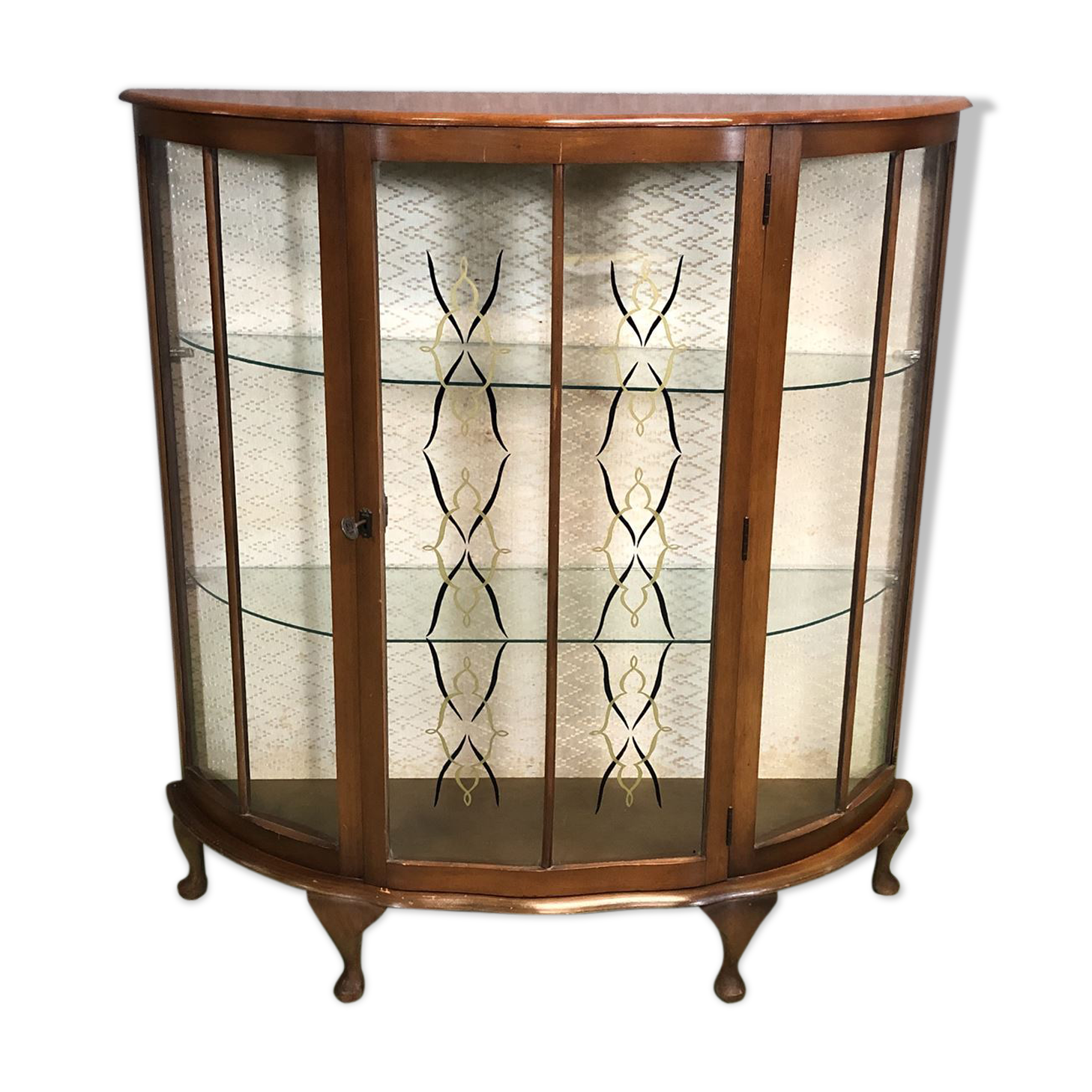 English Art Deco walnut showcase