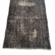 Distressed turkish rug 111x78 cm wool vintage rug, over-dyed gray