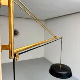 Antique Italian design Stilnovo brass and vintage metal gallows lamp