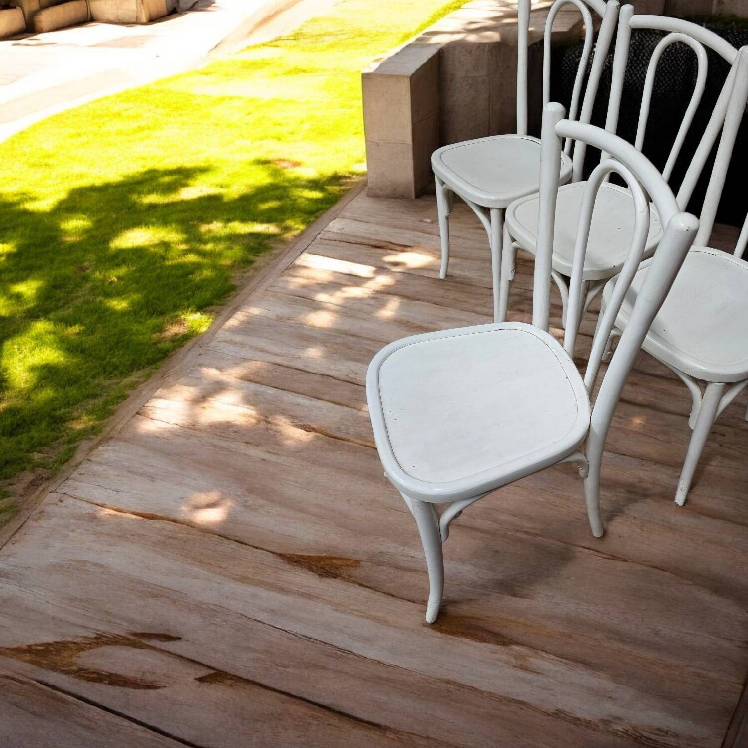 4 vintage white bistro chairs