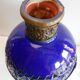 Pot vase terre cuite vernissée decor laiton