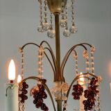 Silver bronze lustre garnished with pampilles, fruits and balls