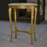 Side table with curved base in gilded carved wood, Louis XVI style, 20th century