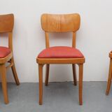 Set of 4 chairs 1950s, beechwood and leatherette