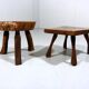 Set of 2 small brutalist wooden plant tables side tables 1960–70’s