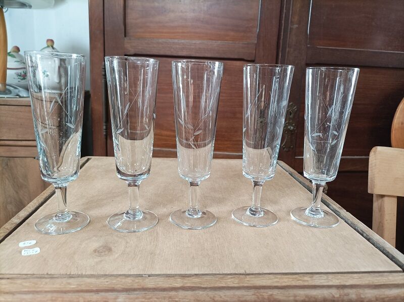 Flûtes champagne Verre ciselé gravé