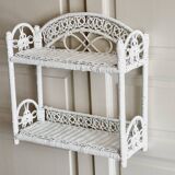 White wicker peacock shelf