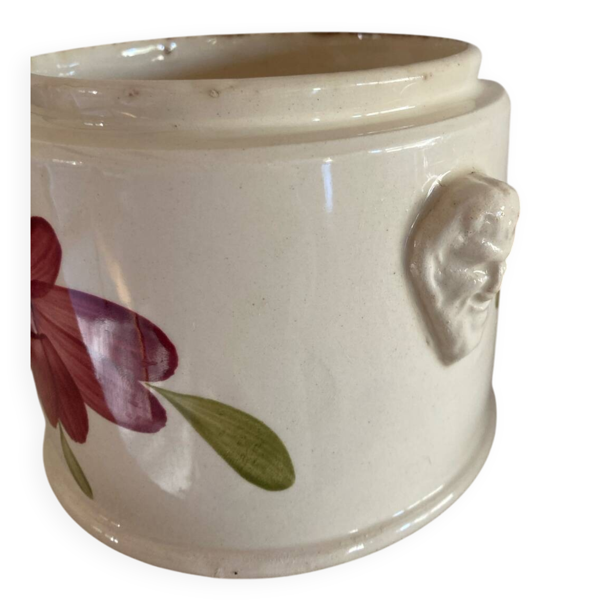 Hand-painted Sarreguemines pot