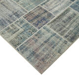 Hand-knotted oriental overdyed 173 cm x 242 cm grey patchwork carpet