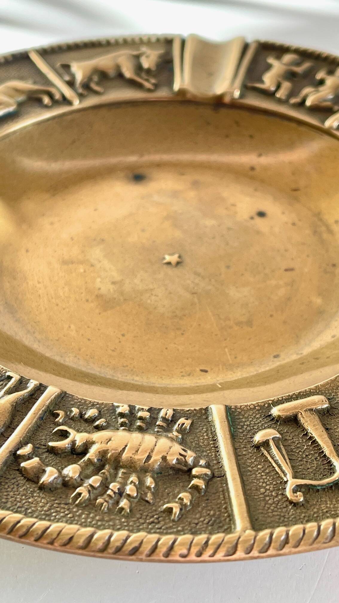 CENDRIER Signes du Zodiaque BRONZE Vintage