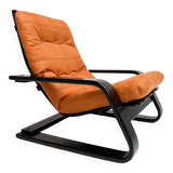 Reupholstered cognac coloured lounge chair, 1960s