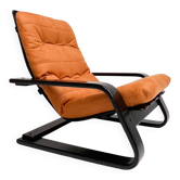 Reupholstered cognac coloured lounge chair, 1960s