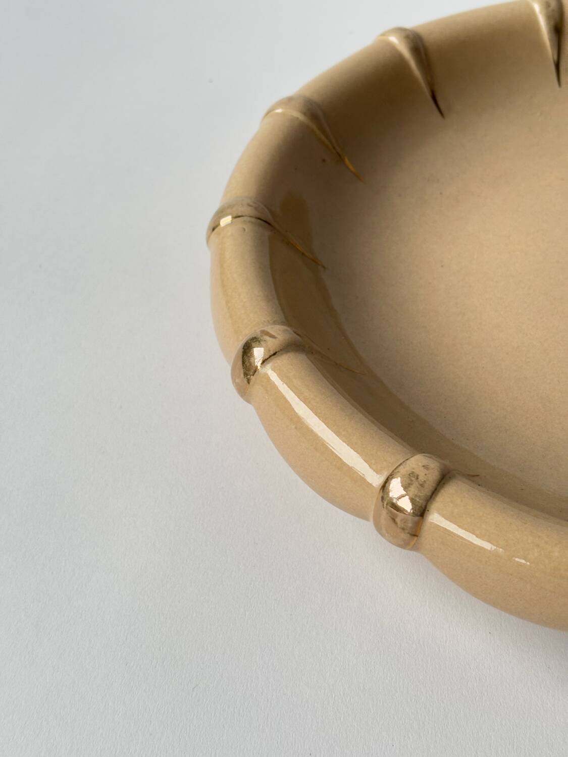 Salins Art Deco beige and gold fruit bowl