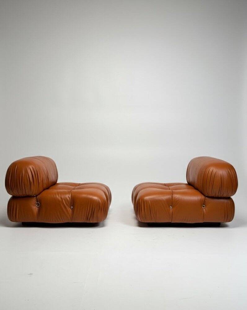 Camaleonda Lounge Chairs in Cognac Leather by Mario Bellini for B&B Italia, 1973, Set of 2