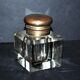 Old square inkwell in cut glass - art deco office accessory 1920