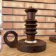 Pair wooden table lamps with handles