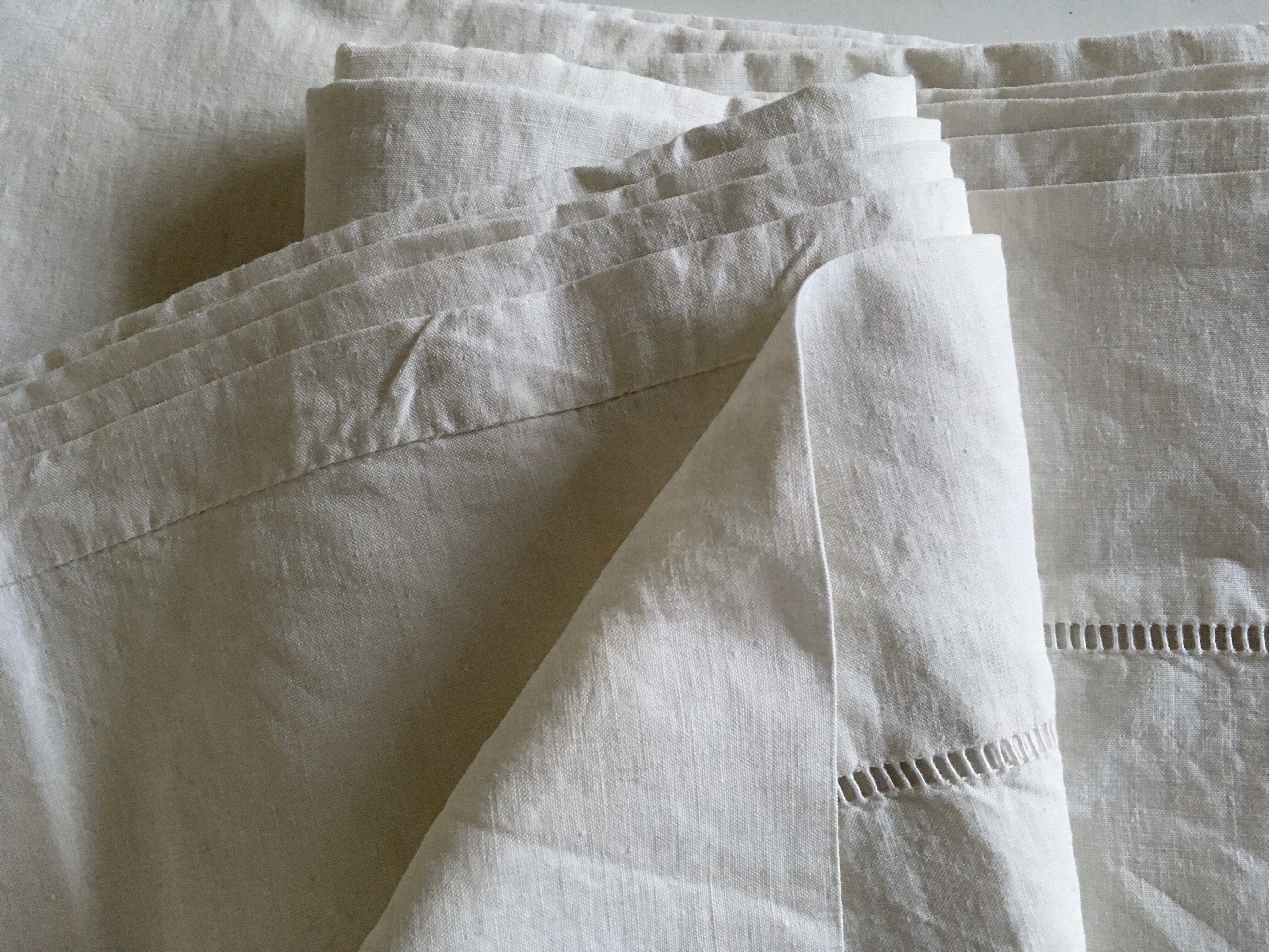 Linen old days embroidered linen sheet