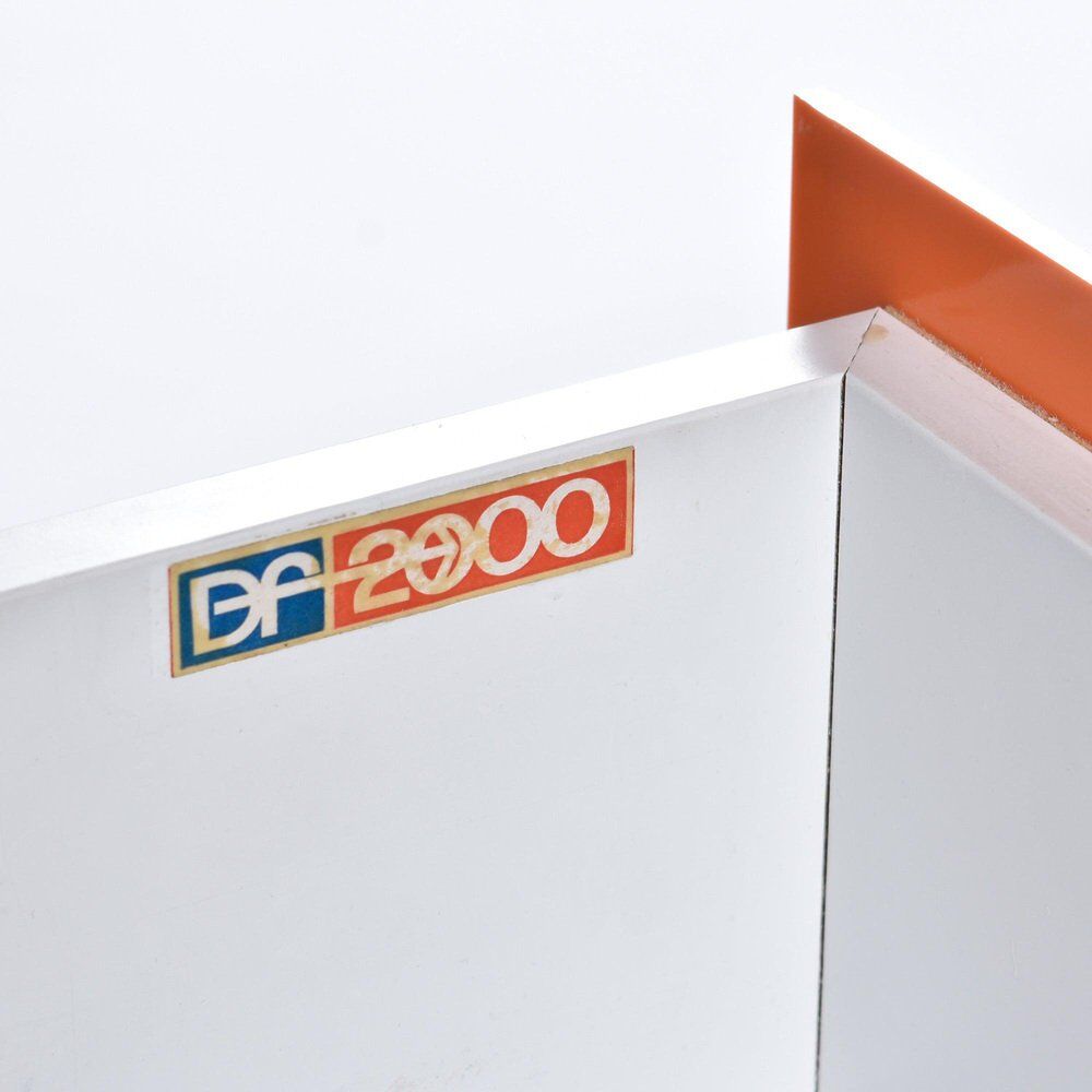 Meuble TV DF-2000 en marron, orange et blanc de Raymond Loewy.