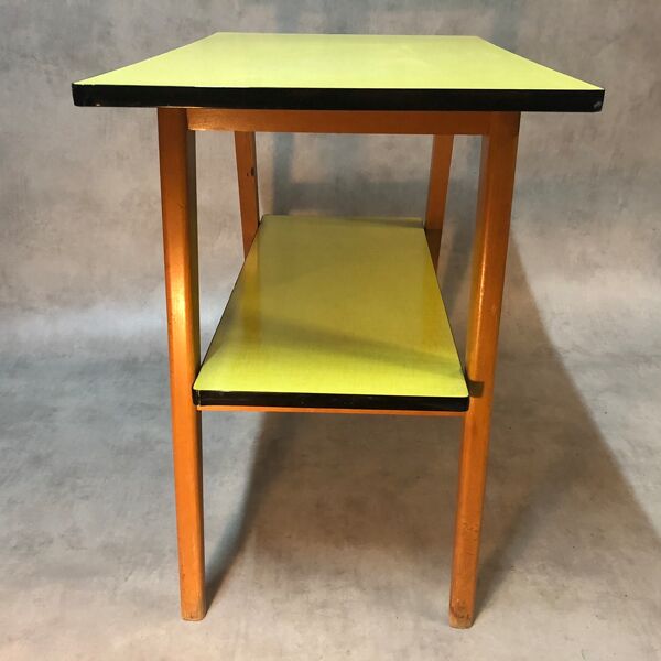 Table en Formica jaune 2 plateaux, 50’s