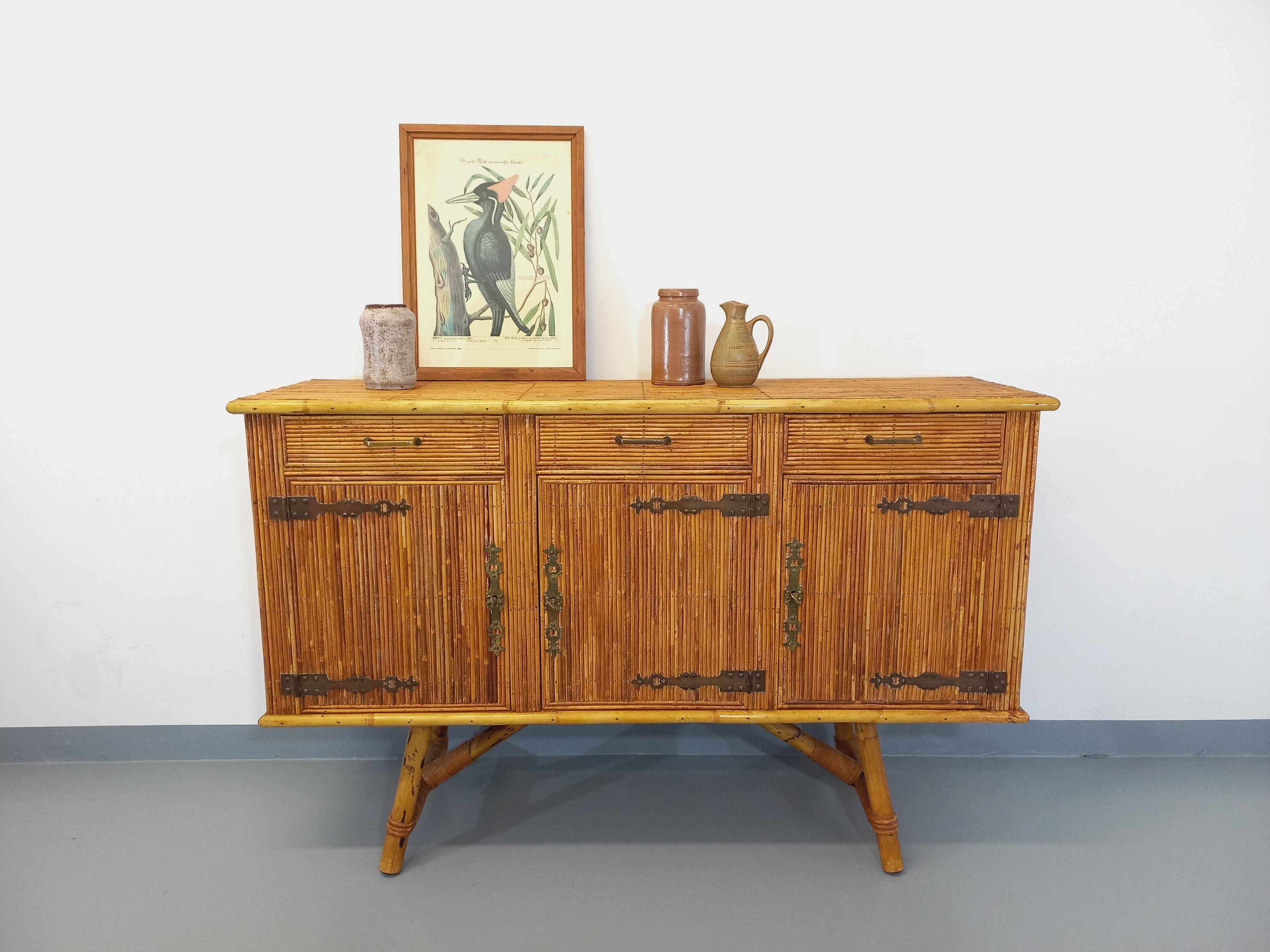 Vintage rattan sideboard from the 50/60s