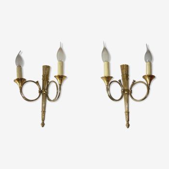 Pair of hunting wall sconces