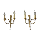 Pair of hunting wall sconces