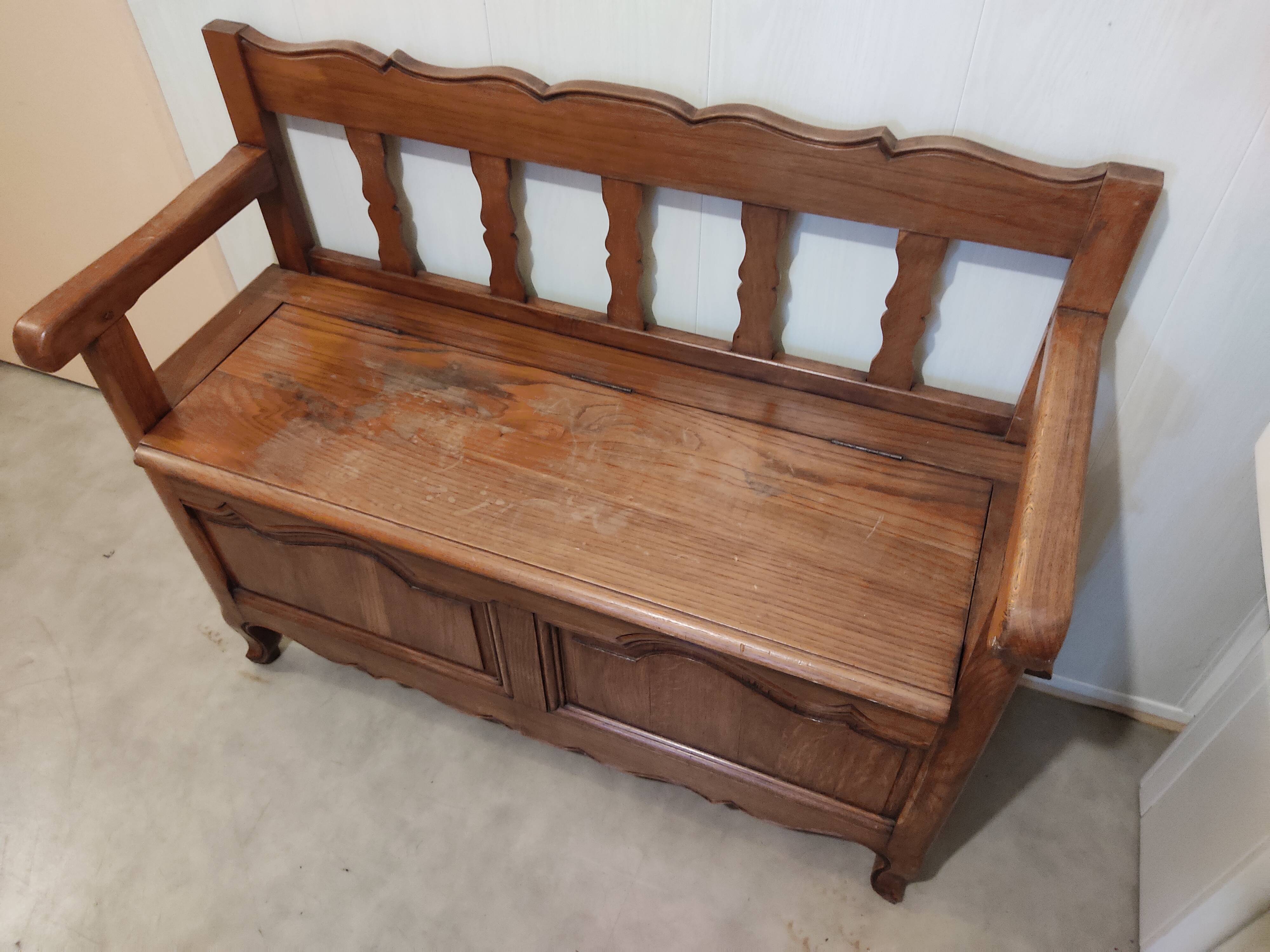 Vintage antique wood chest bench