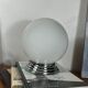 Ceiling light or wall light with a white opaline glass globe, 20 cm, stainless steel rose.