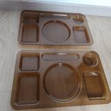 Set of vintage brown plexiglass TV trays from Italy, designed by Guzzini