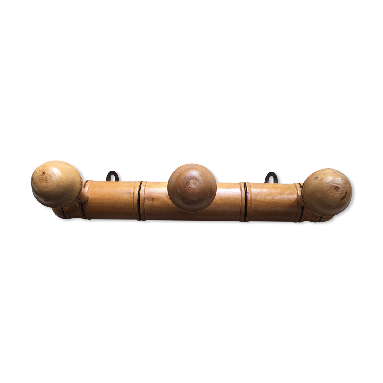 Porte-manteau 3 patères imitation bambou vintage