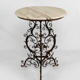 Wrought iron pedestal table and marble top, Venice, Italy, 17th century