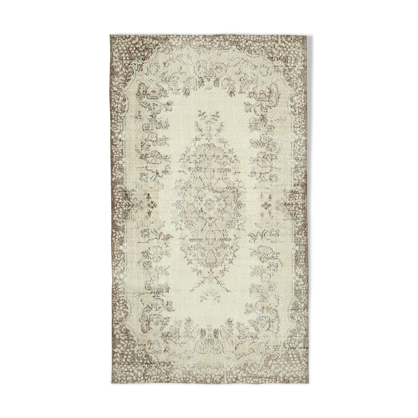 Anatolian handwoven antique 1980s beige rug 181 cm x 320 cm
