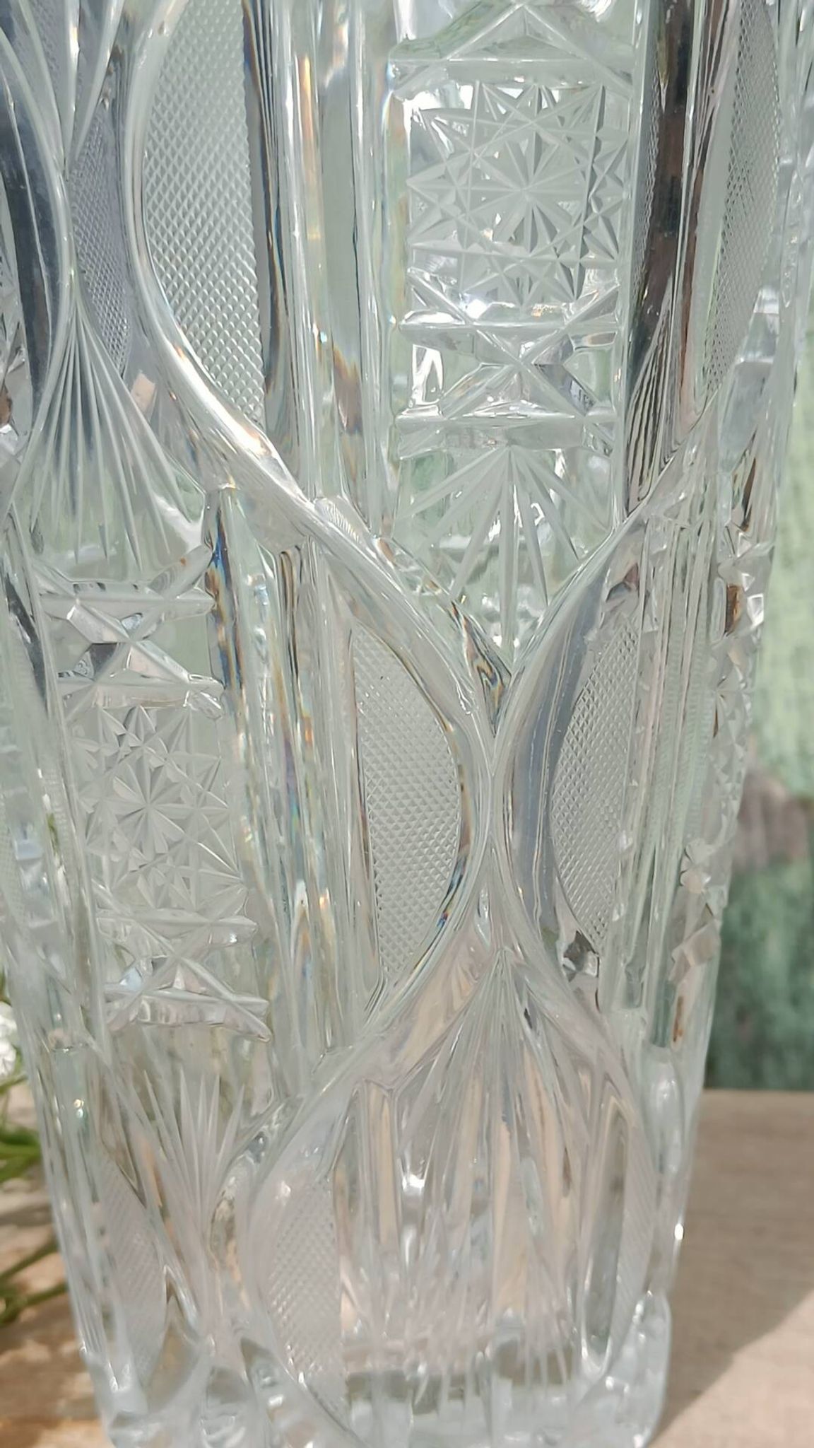 Cut glass vase in Art Deco style