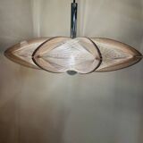 Vintage Paul Secon pendant light, taupe plexi and nylon
