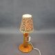 Mid-century adjustable wooden table lamp with floral shade, Czechoslovakia, 1970.