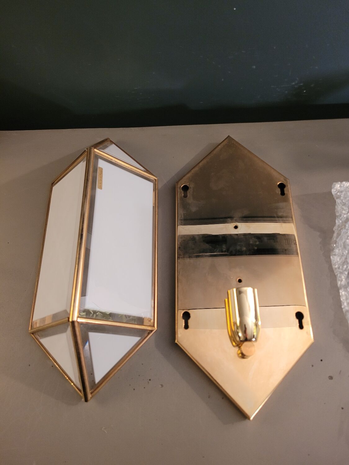 Italian wall light in glass and 24-carat gold plating