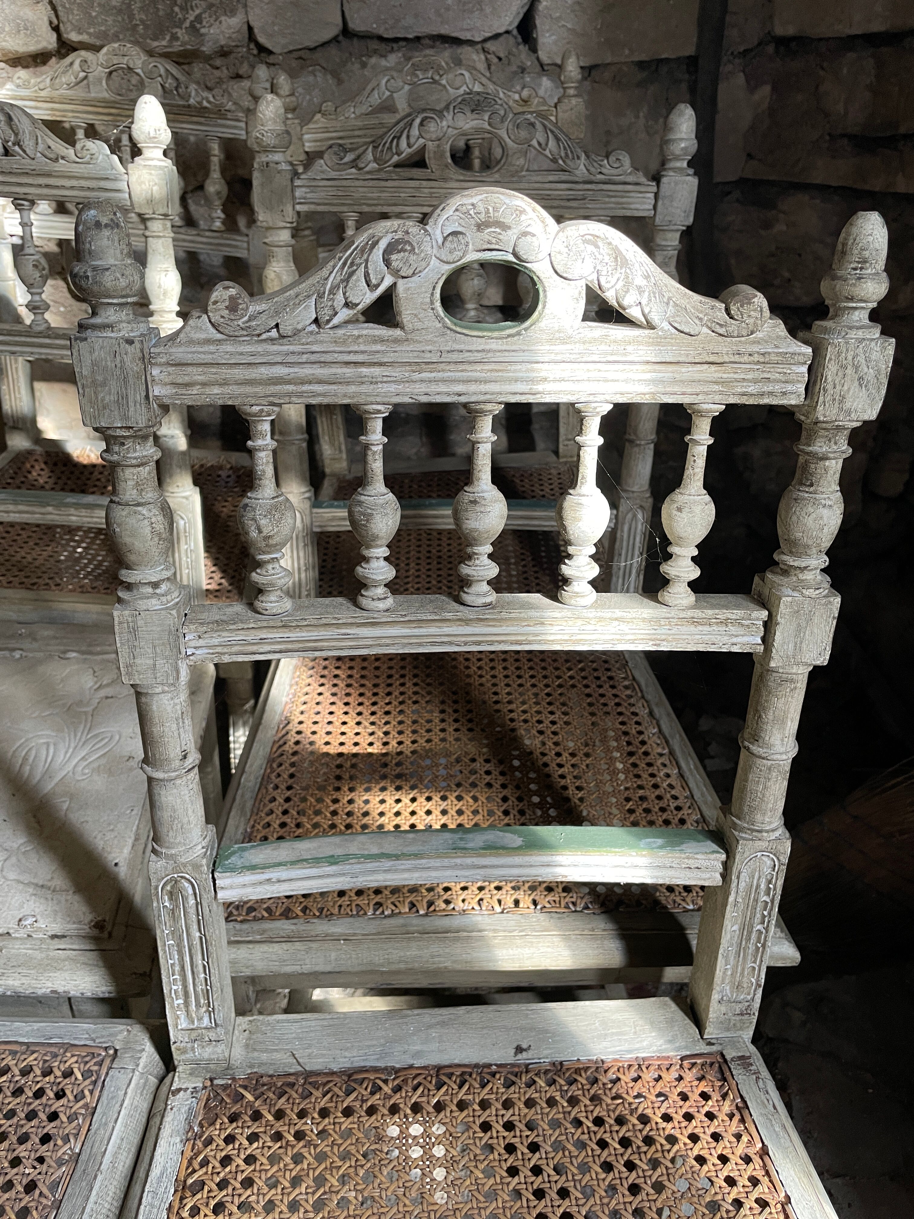 Old carved wood chairs