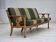 1970s, Danish 3-seater sofa, green furniture wool, solid oak wood.