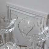 Set of 8 crystal cups engraved 30s