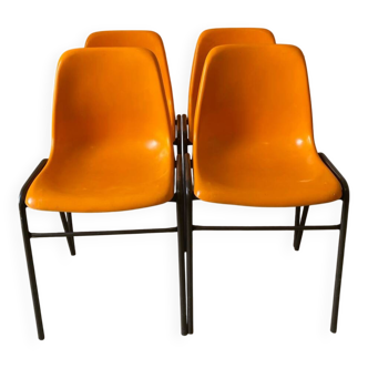 Chaises orange x4