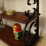 Wall shelf in wrought iron and old wood