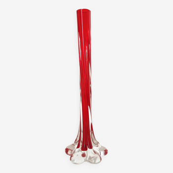 Murano red twisted glass soliflore vase