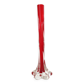 Vase soliflore Murano verre torsadé rouge