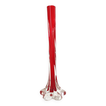 Murano red twisted glass soliflore vase