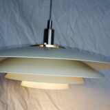 White pendant light, Scandinavian, space age, Poulsen style, 1990.