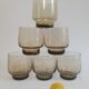Set of 6 vintage 70s smoked glass water glasses