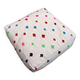 Moroccan Berber Azilal Kilim Pouf - 100% Wool and Cotton - Handwoven Floor Cushion
