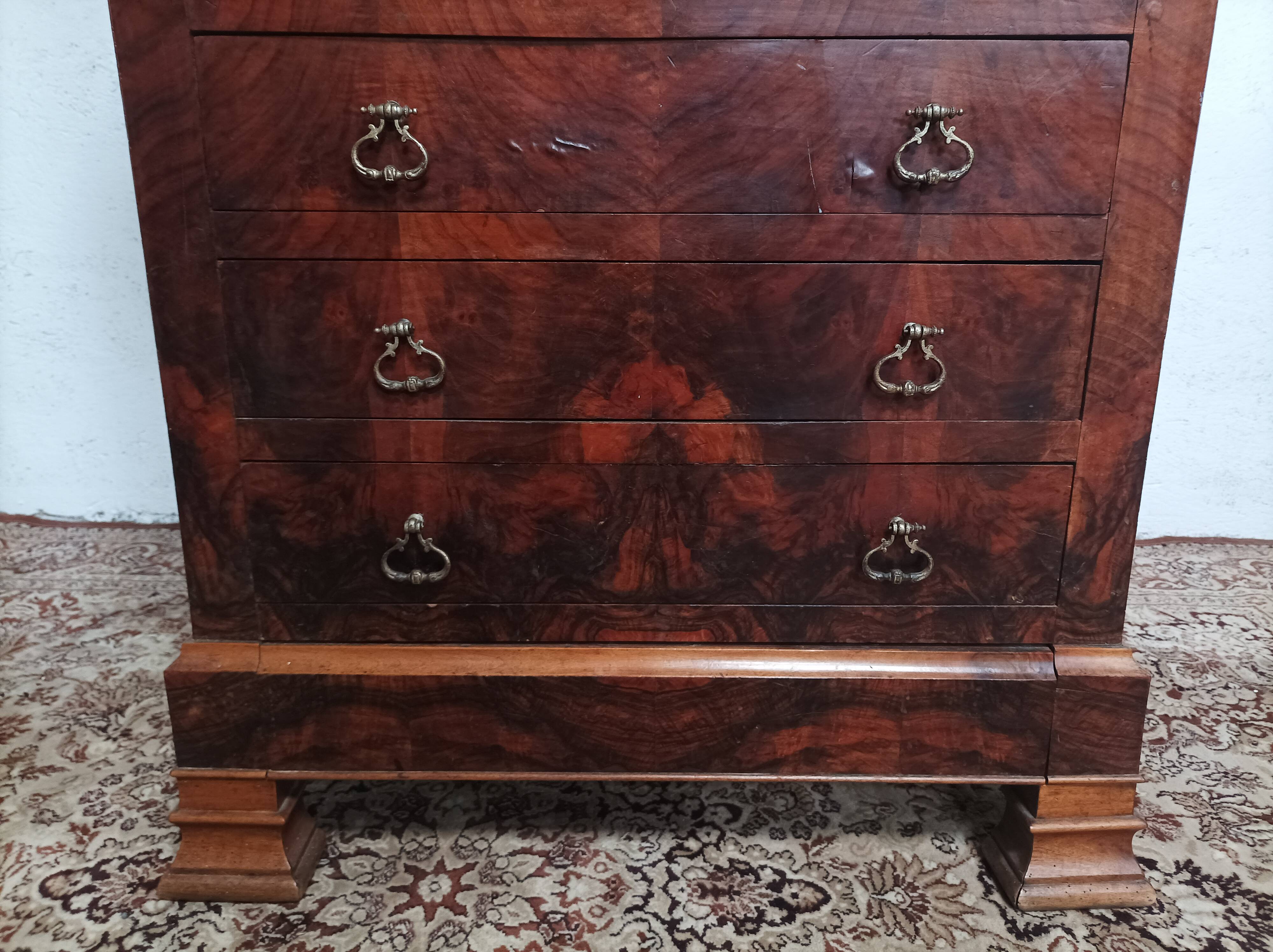 Louis Philippe secretary in oak and burr walnut