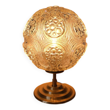 Vintage textured amber glass lamp - Space Age style